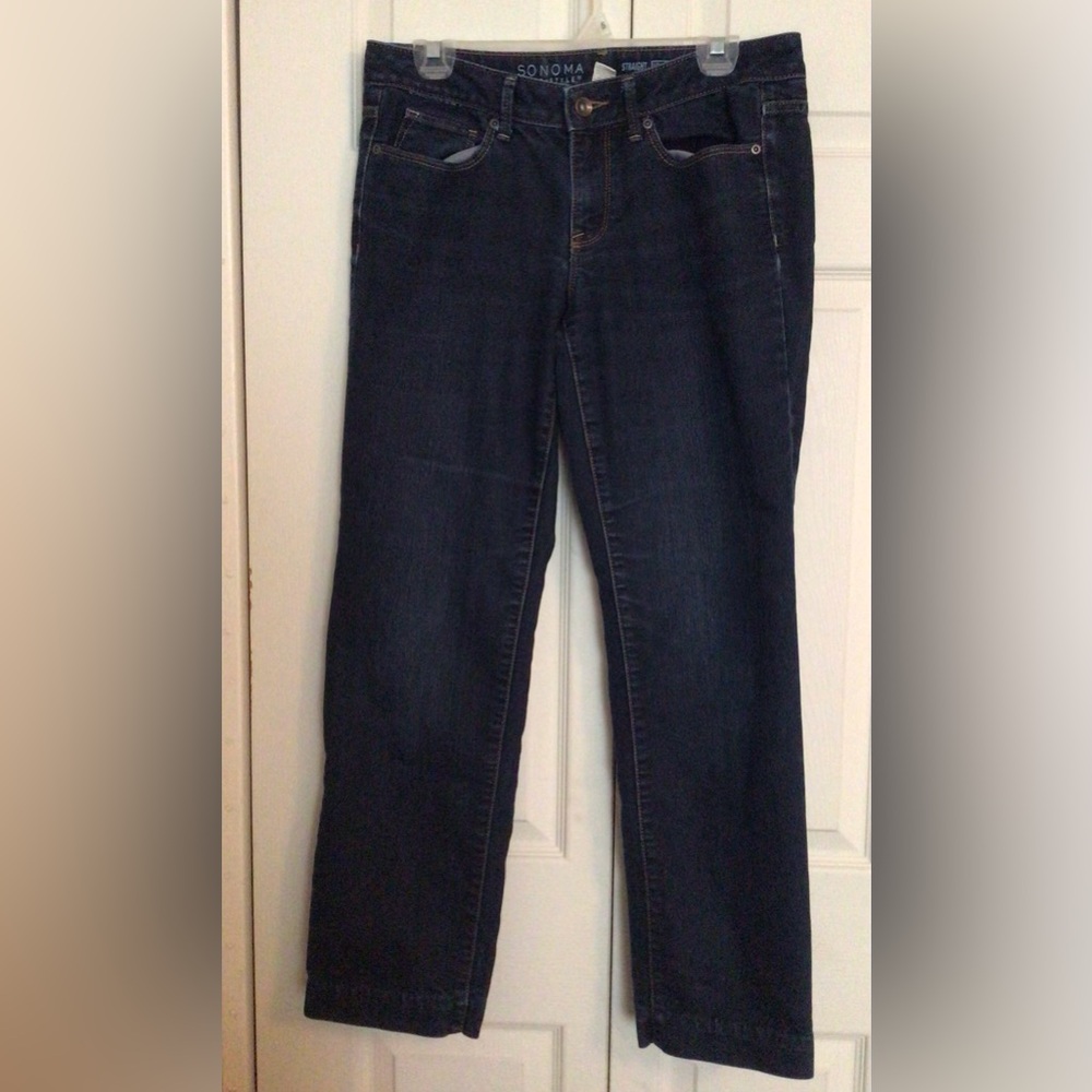 Sonoma Life and Style Straight Mid Rise Dark Rinse Jeans